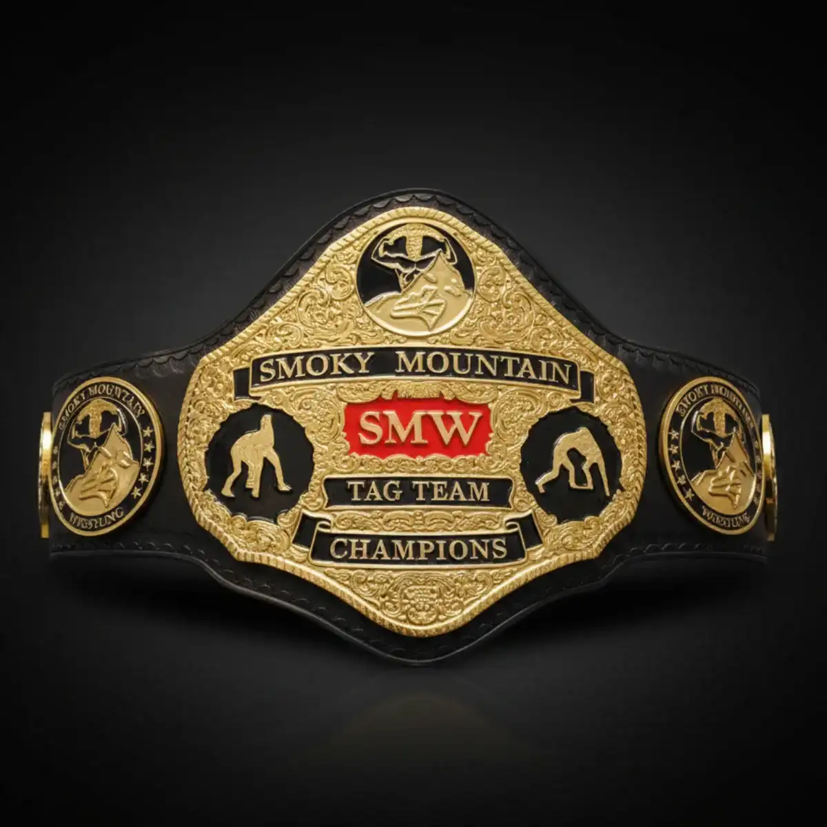 25_compressed SMW Smoky Mountain Tag Team Championship Belt - Image 1