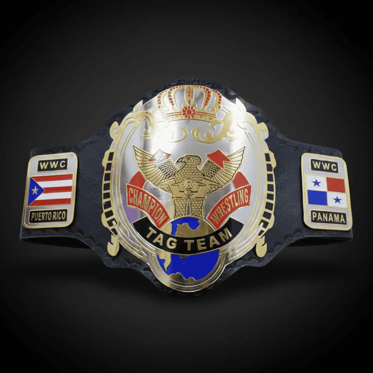 39 WWC Puerto Rico Tag Team Championship Wrestling Belt Replica - Image 1